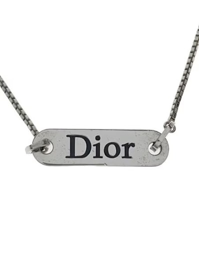 Dior Plate Logo Necklace "Silver"