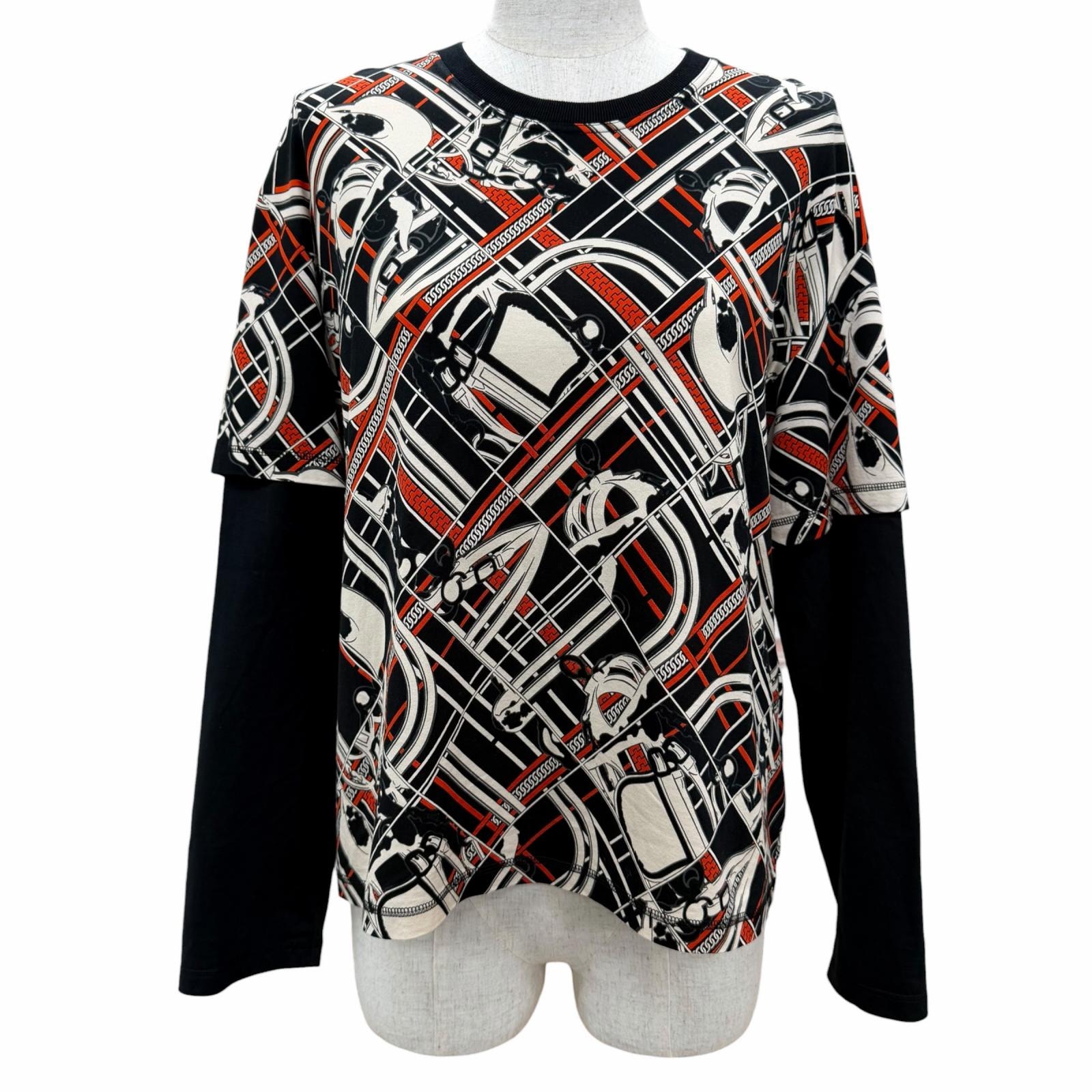 極美品 エルメス 長袖Tシャツ EN DESORDRE ET CHAINES