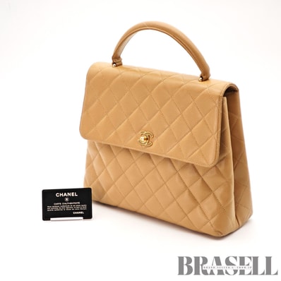 CHANEL シャネル CHANEL Matelasse Top Handle マトラッセ CHANEL Matelasse Top Handle 6138056 ハンドバッグ Leather Beige レディース