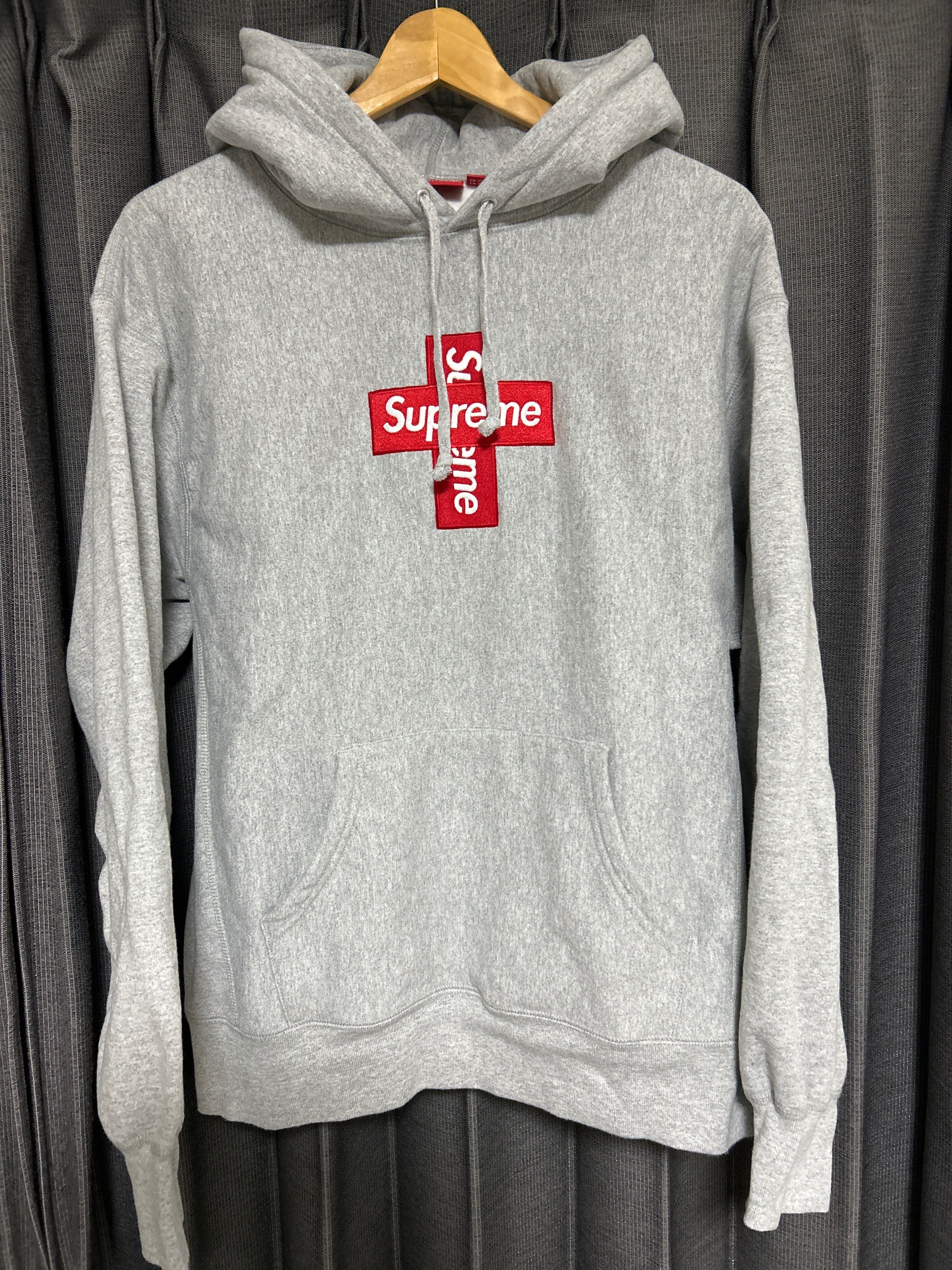 Supreme Cross Box Logo Hooded Sweatshirt "Grey"