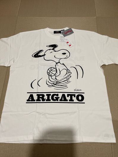 SNOOPY ARIGATO プリントTシャツ