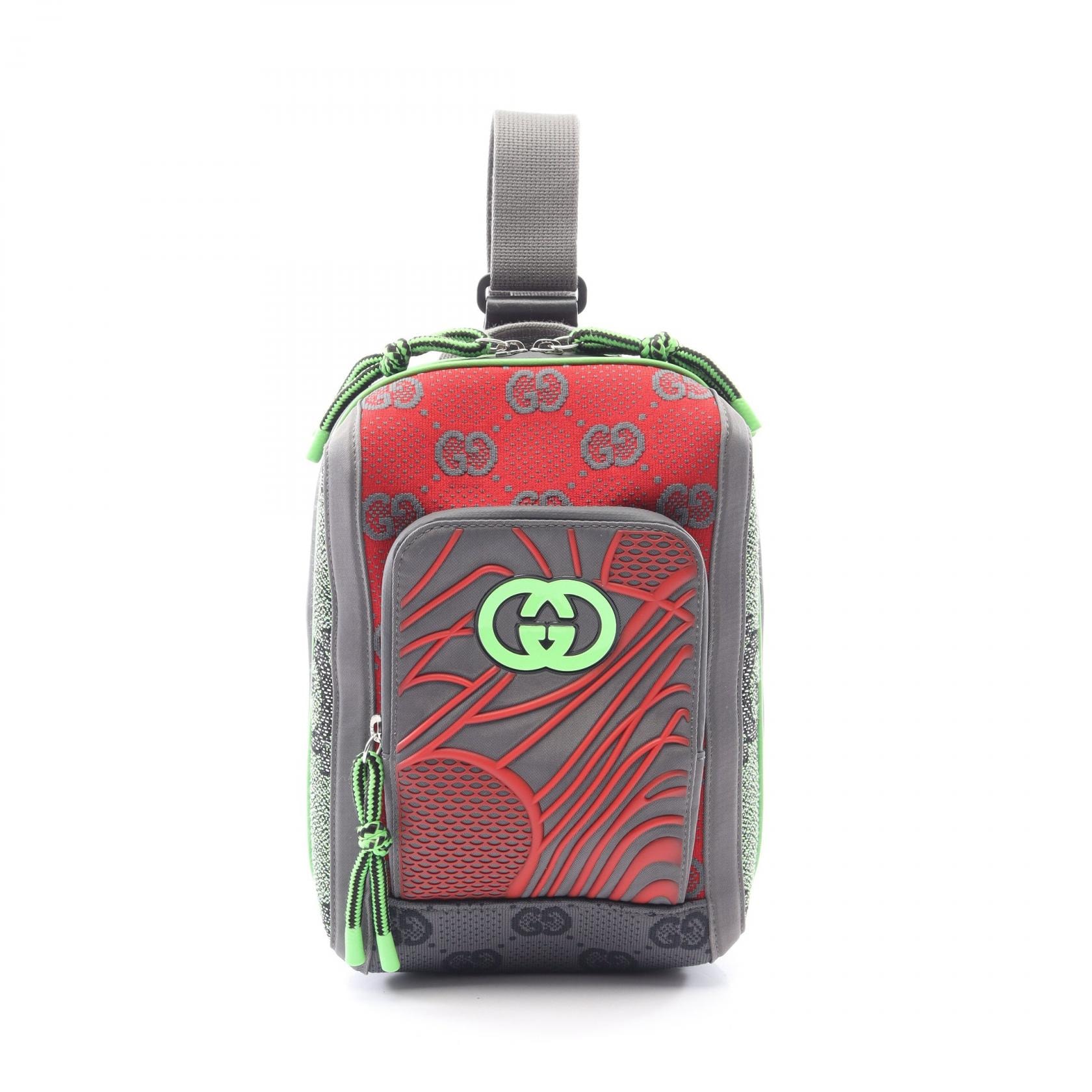 グッチ GUCCI GG柄 ウエストバッグ ボディバッグ バッグ キャンバス ナイロン メンズ レッド系 / グレー系 / グリーン系 763430 【中古】