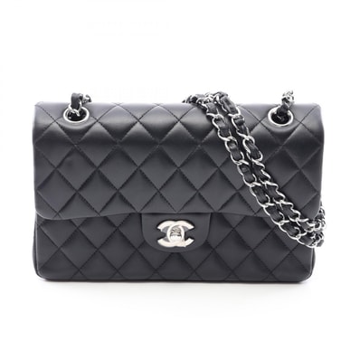 シャネル CHANEL マトラッセ Wフラップ ショルダーバッグ バッグ ラムスキン(羊革) レディース ブラック系 A01113 【中古】