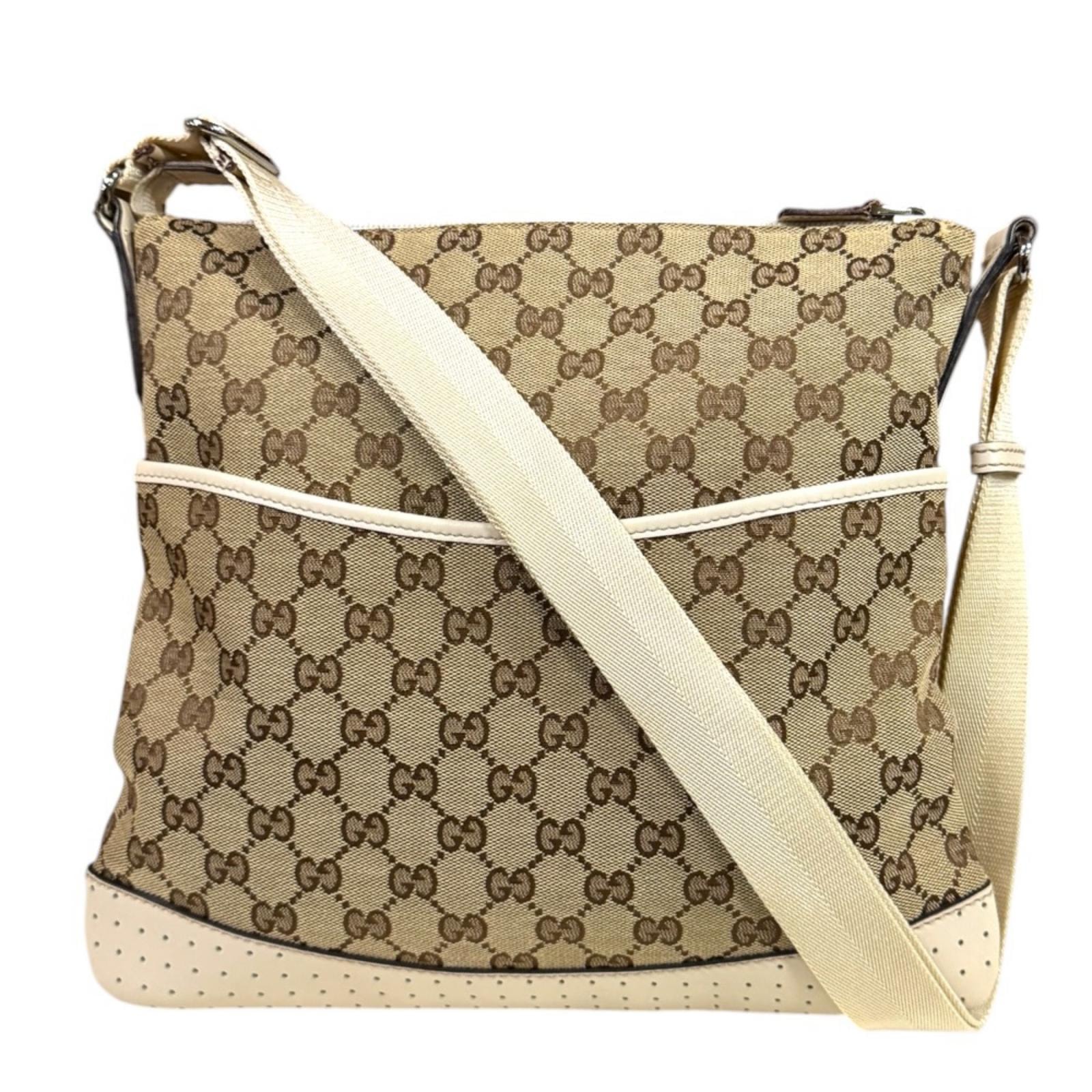 グッチ GGキャンバス ショルダーバッグ GGキャンバス 145857 ホワイト レディース GUCCI 中古