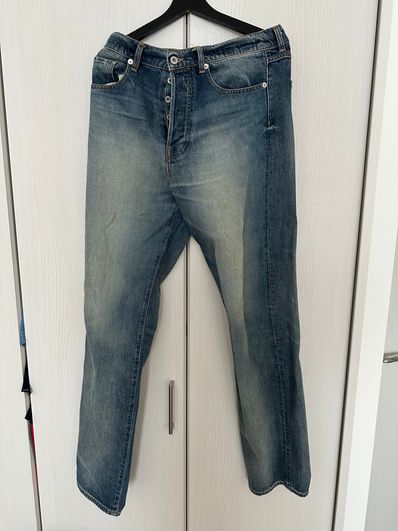 KENZO 'CREATIONS' ASAGAO Straight Fit Jeans "Stone Bl Dirty Blue Denim"