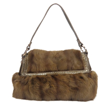 【中古】 フェンディ ショルダーバッグ 8BR353 ファー パイソン レザー ブラウン ワンショルダー レディース 女性 FENDI