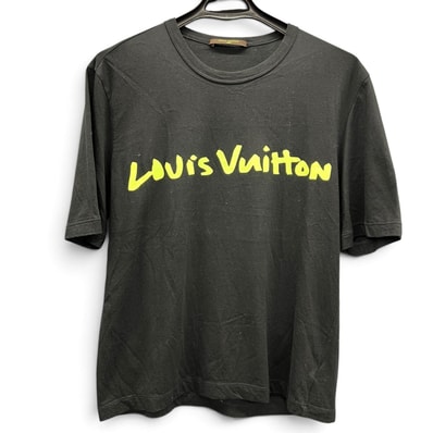 LOUIS VUITTON 希少 美品 ルイヴィトン 09SS グラフィティ ロゴ Tシャツ RM091S MOJR63JDT モダール コットン ブラック ネオンイエロー カットソー Y2K ABランク 中古 鑑定済
