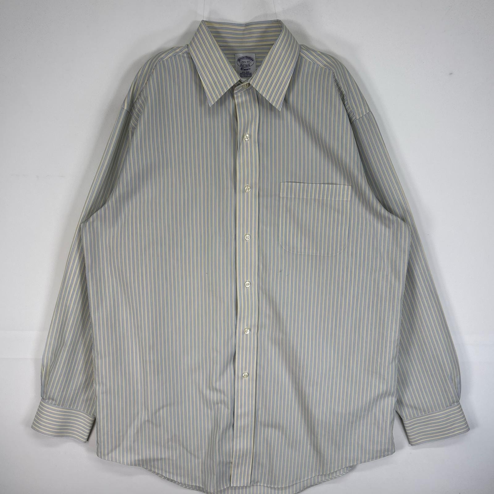 古着 ブルックスブラザーズ Brooks Brothers 長袖シャツ ストライプ CLASSIC 胸ポケ M  イエロー系 マルチカラー メンズ