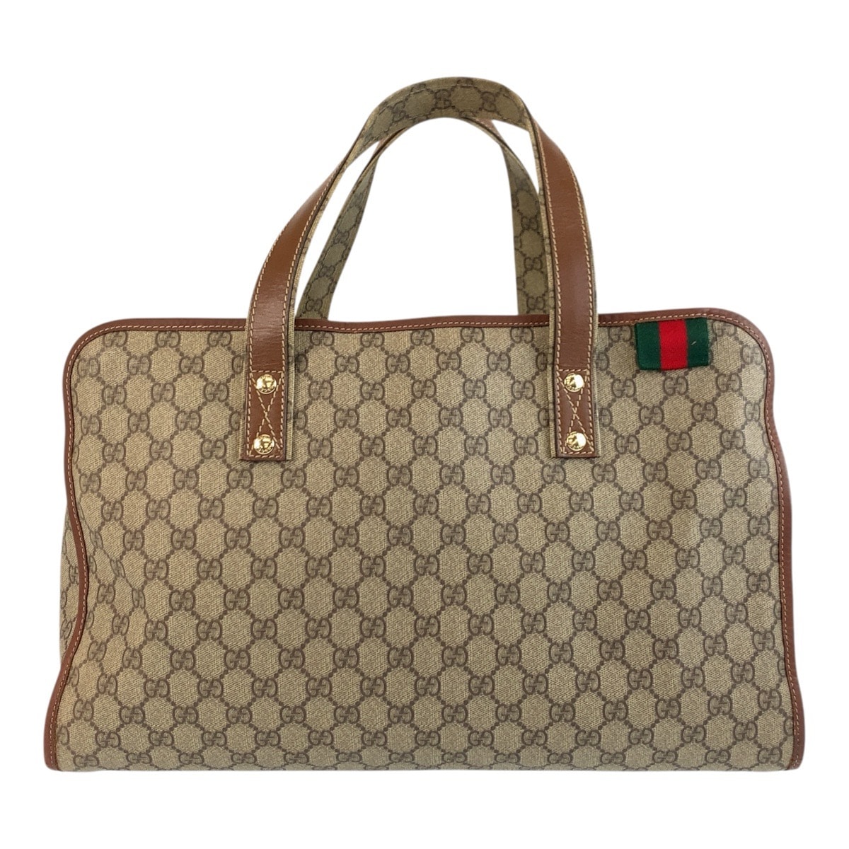 美品 GUCCI グッチ シェリーライン ベージュ ゴールド金具 GGスプリームキャンバス レザー/ ボストンバッグ ハンドバッグ 504399 【中古】