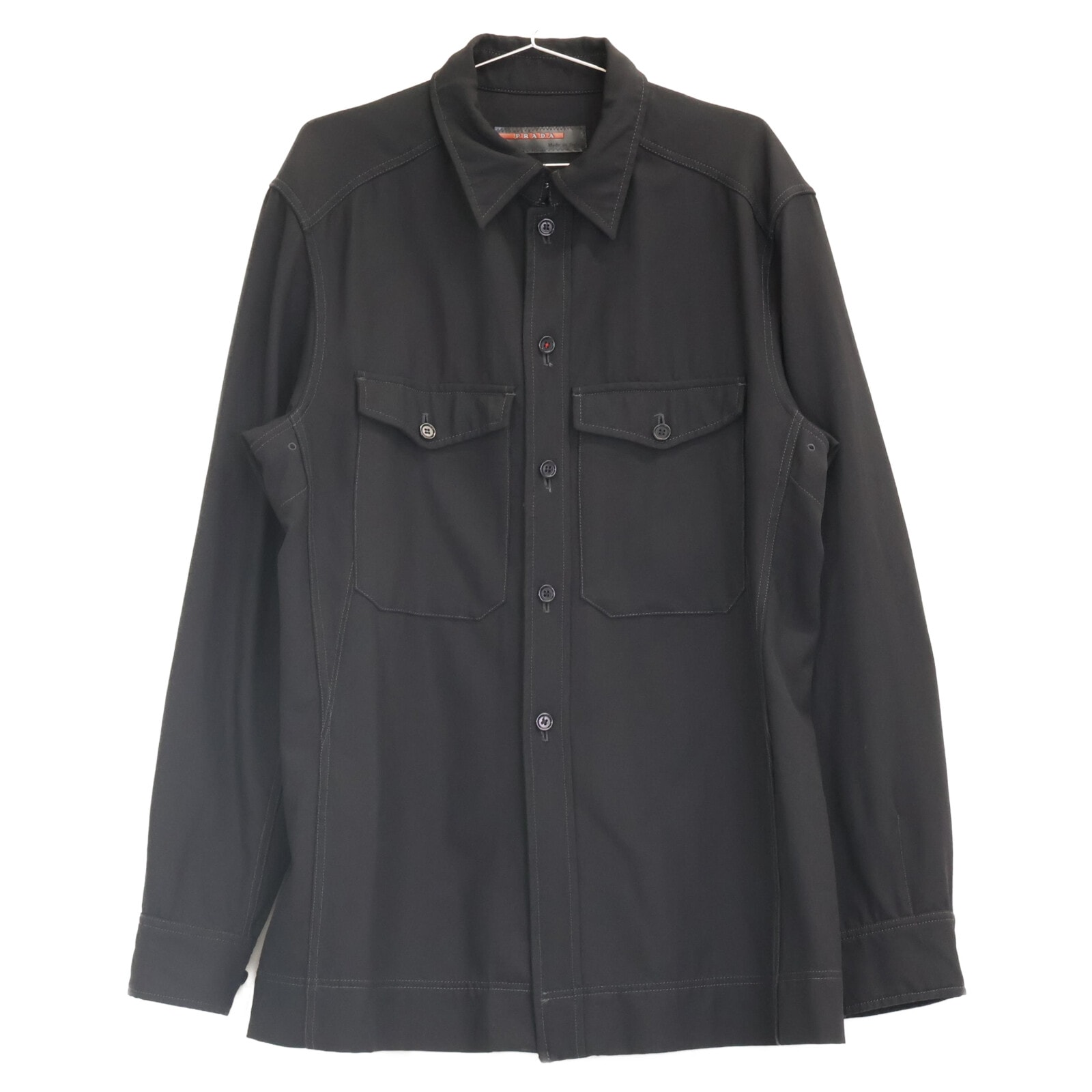 プラダスポーツ 国内正規 ブラック ヴァージンウール100 ワークシャツジャケット L