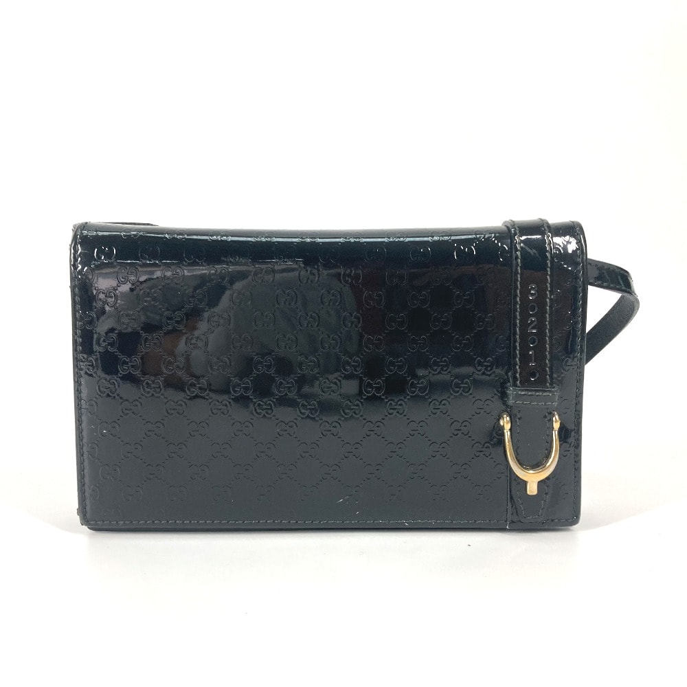 グッチ GUCCI グッチニース 354086 GG マイクログッチ カバン 斜め掛け ショルダーウォレット 長財布 ショルダーバッグ エナメル ブラック
