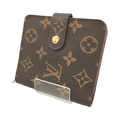 △△LOUIS VUITTON ルイヴィトン モノグラム コンパクトジップ 二つ折り財布 M61667 ブラウン