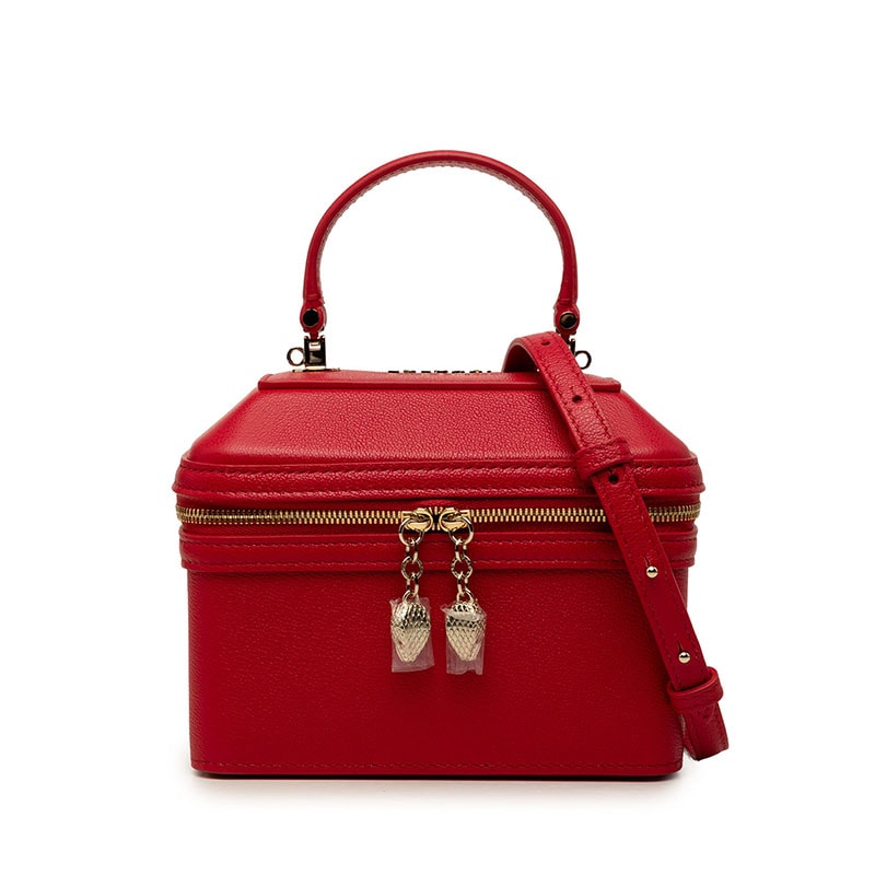ブルガリ セルペンティ ジュエリーボックス バニティバッグ ショルダーバッグ 2WAY レッド レザー レディース BVLGARI 中古