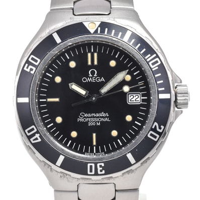 オメガ OMEGA シーマスター プロフェッショナル 200M デイト ブラック クォーツ メンズ 良品 腕時計 I#150579