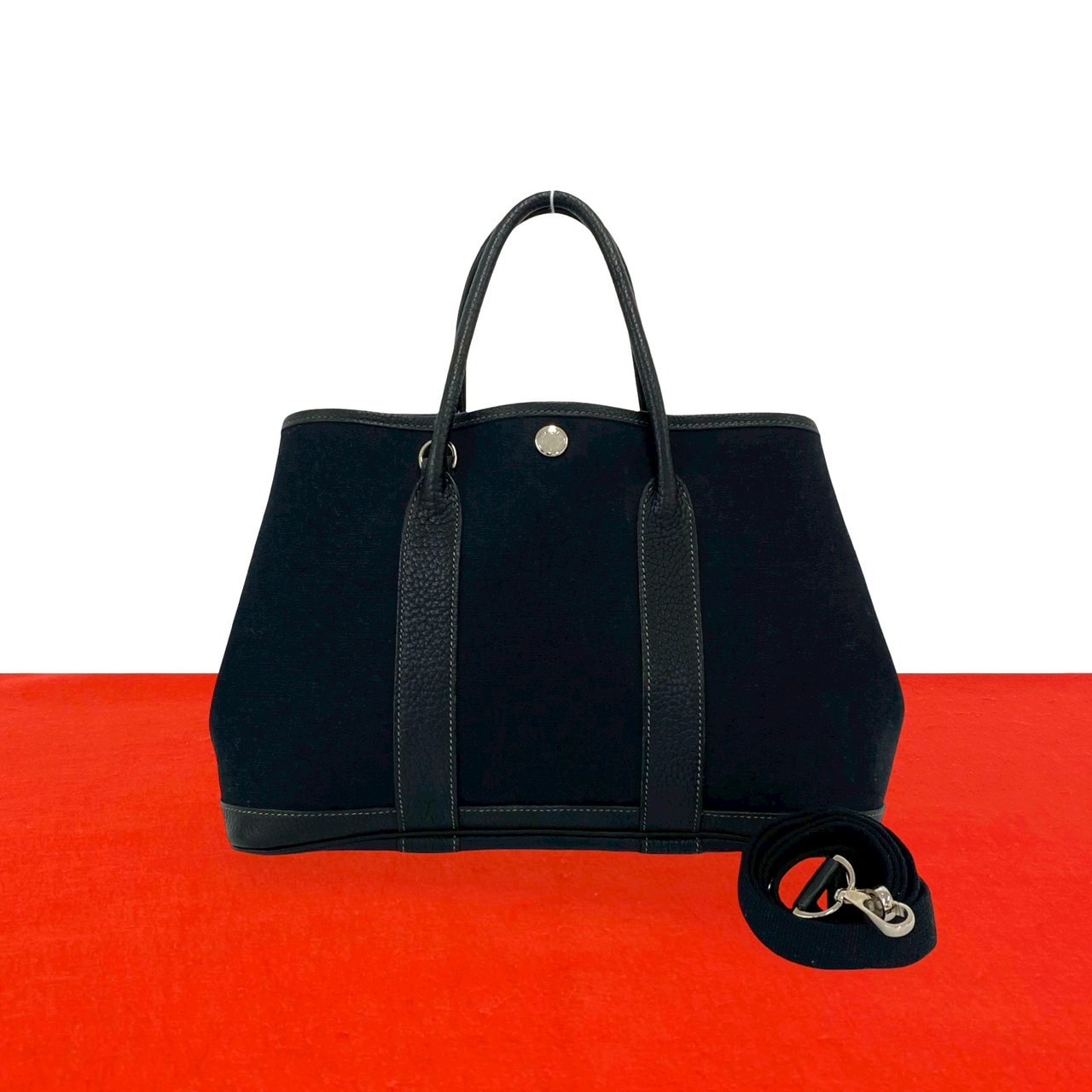 HERMES エルメス ガーデンパーティ TPM トワルオフィシエ ブッフル ショルダーバッグ ブラック
 78098