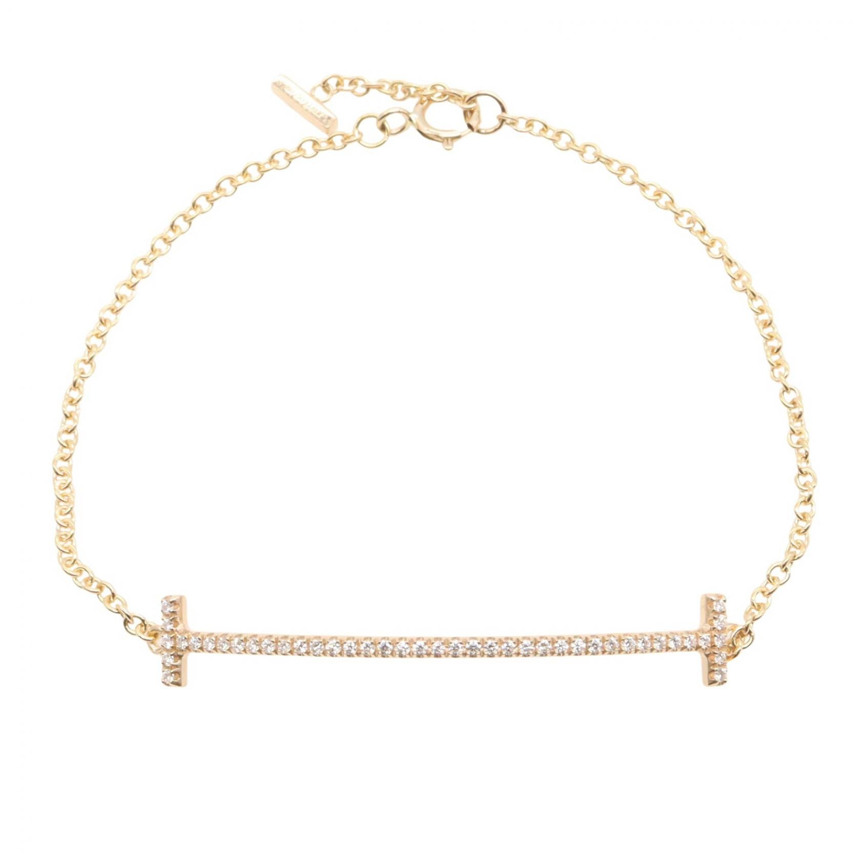 ティファニー TIFFANY&CO Tスマイル スモール ブレスレット ダイヤ ブレスレット アクセサリー K18PG(ピンクゴールド) ダイヤモンド レディース ゴールド系 【中古】