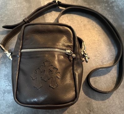 Chrome Hearts Cemetery Cross Patch Taka Mini Leather Shoulder Bag "Black"
