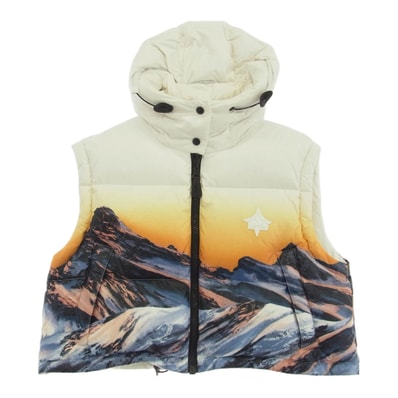 LOUIS VUITTON ルイ・ヴィトン ベスト 22SS シグネチャーパッチ付 メタリックサンセット マウンテン パファー フード付き ダウンベスト マルチカラー系 36【極上美品】【中古】