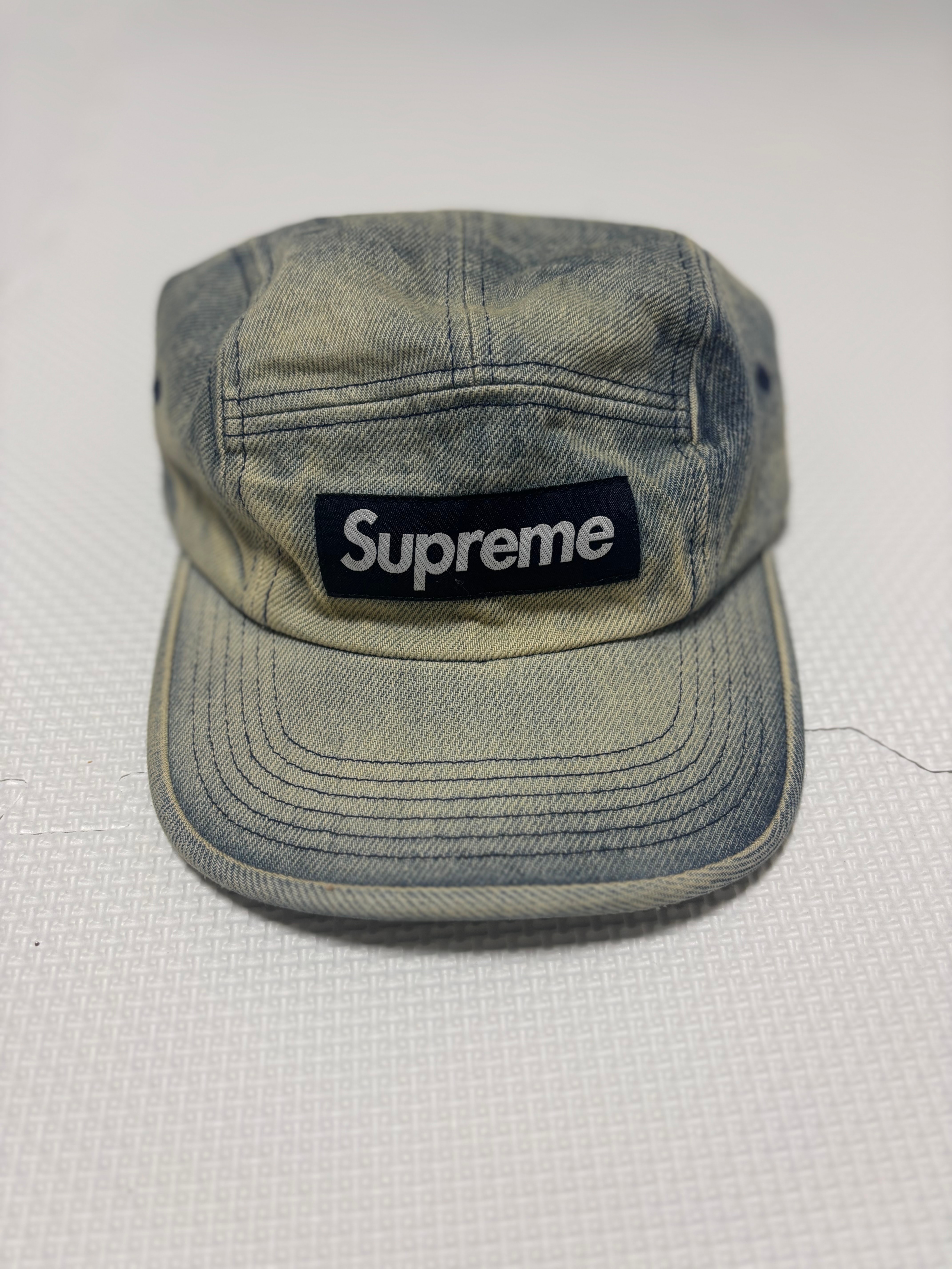 Supreme Washed Chino Twill Camp Cap "Dirty Indigo"(24SS)