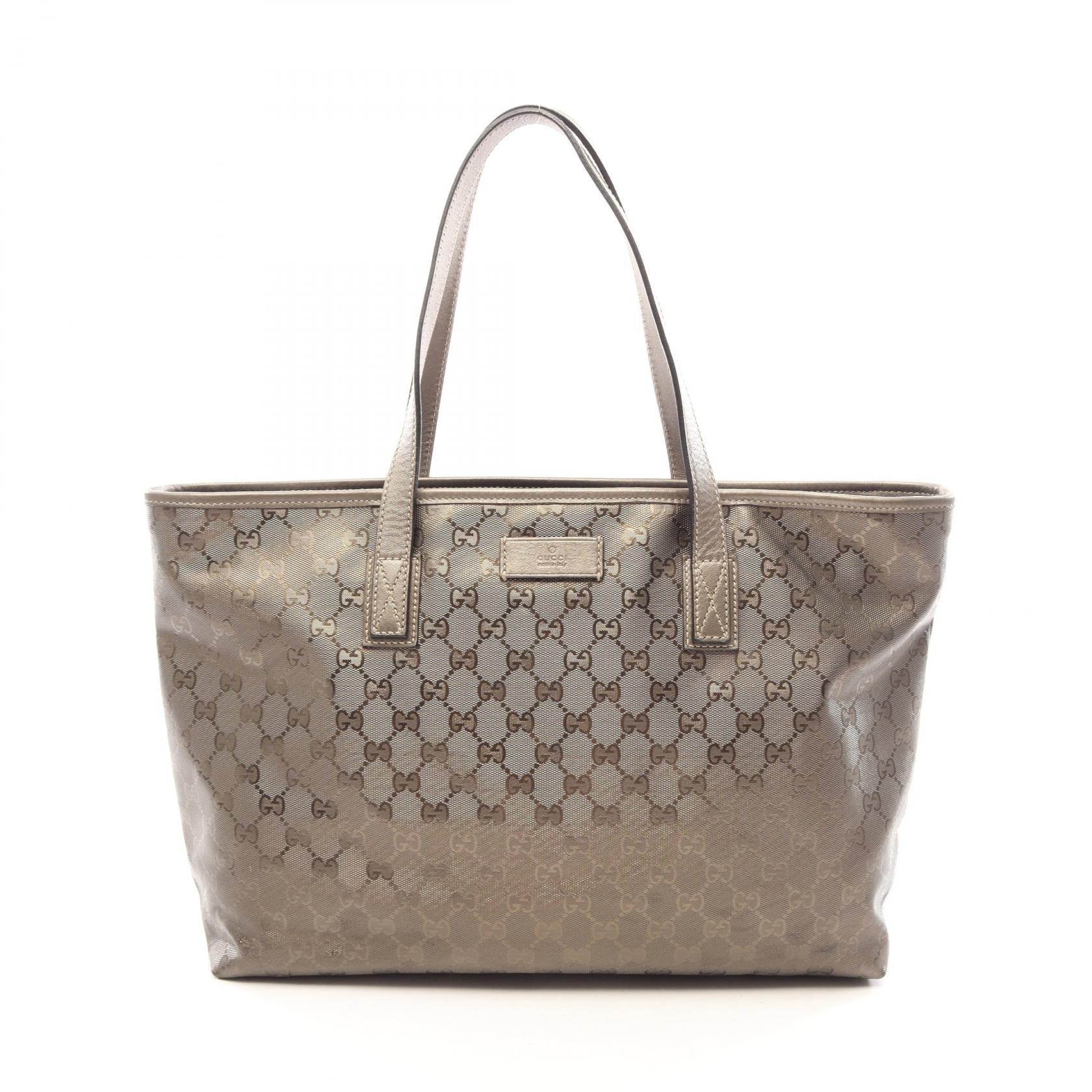 グッチ GUCCI GGインプリメ トートバッグ バッグ PVCコーティングキャンバス レザー レディース ブラウン系 211137 【中古】