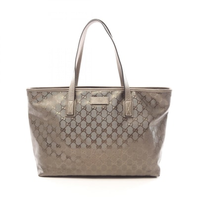 グッチ GUCCI GGインプリメ トートバッグ バッグ PVCコーティングキャンバス レザー レディース ブラウン系 211137 【中古】