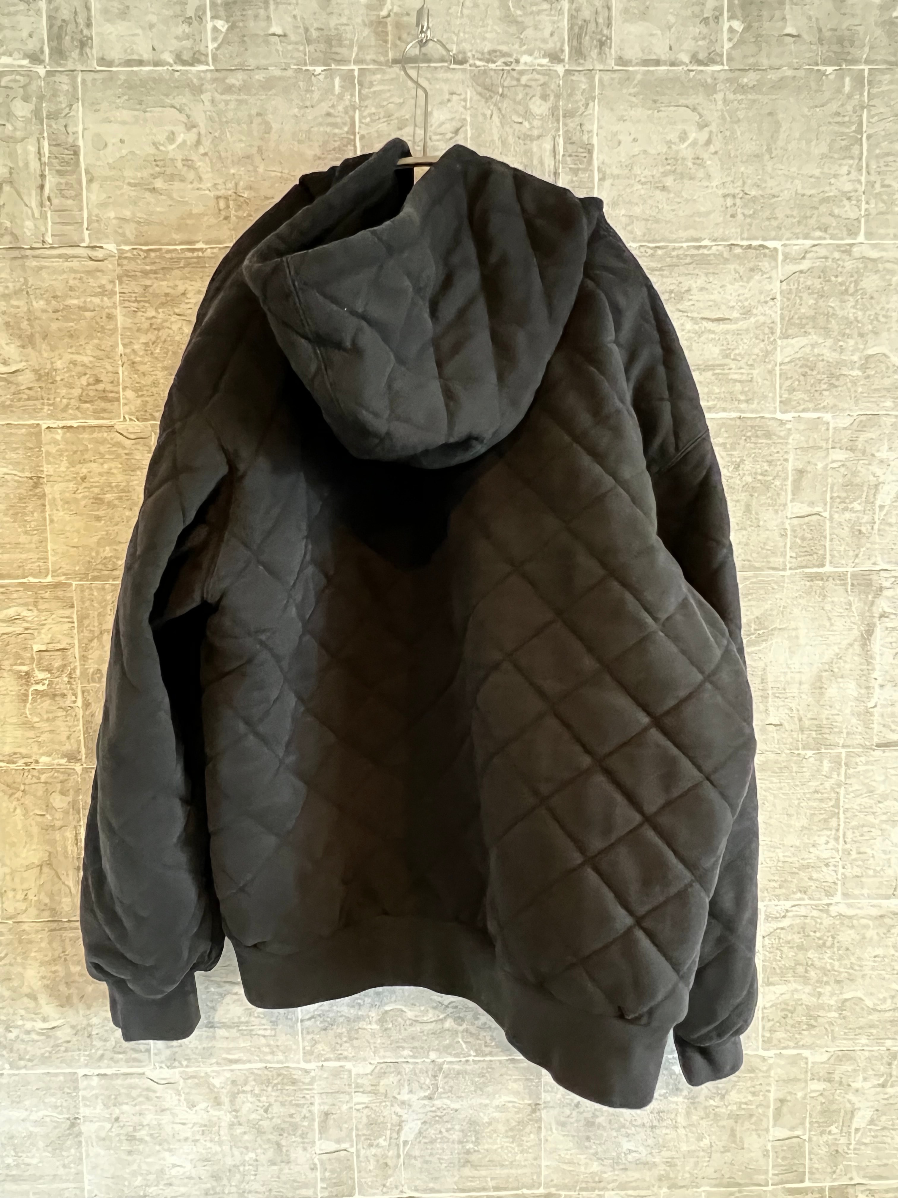 Supreme Quilted Zip Up Hooded Sweatshirt "Black"
