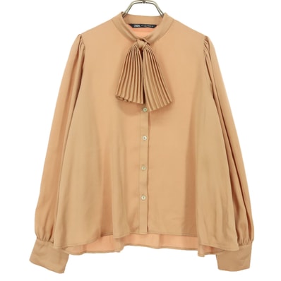 ZARA ザラ 長袖 ブラウス S オレンジ系 リボン