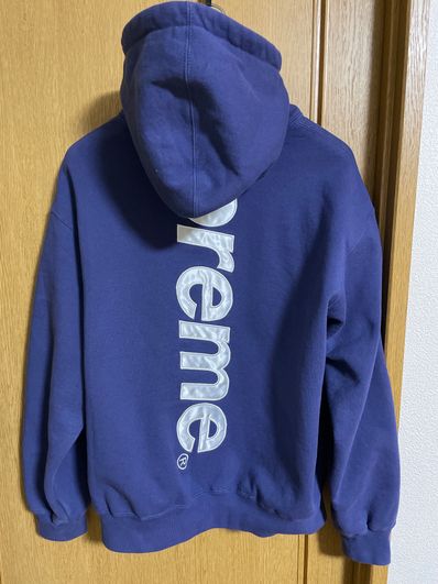 Supreme Satin Applique Hooded Sweatshirt "Washed Navy"