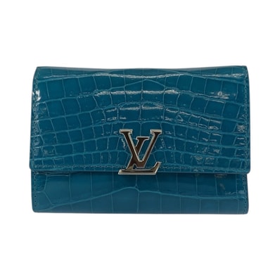 超美品 LOUIS VUITTON ルイヴィトン ポルトフォイユ カプシーヌコンパクト ブルー シルバー金具 クロコダイル 折財布 コンパクトウォレット 506198 【中古】