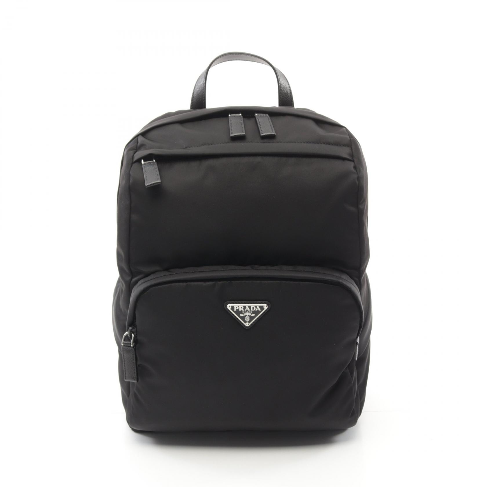 プラダ PRADA RE-NYLON TESSUTO リュックサック バックパック バッグ ナイロン サフィアーノレザー メンズ ブラック系 2VZ1042DMGF0002 【新品】