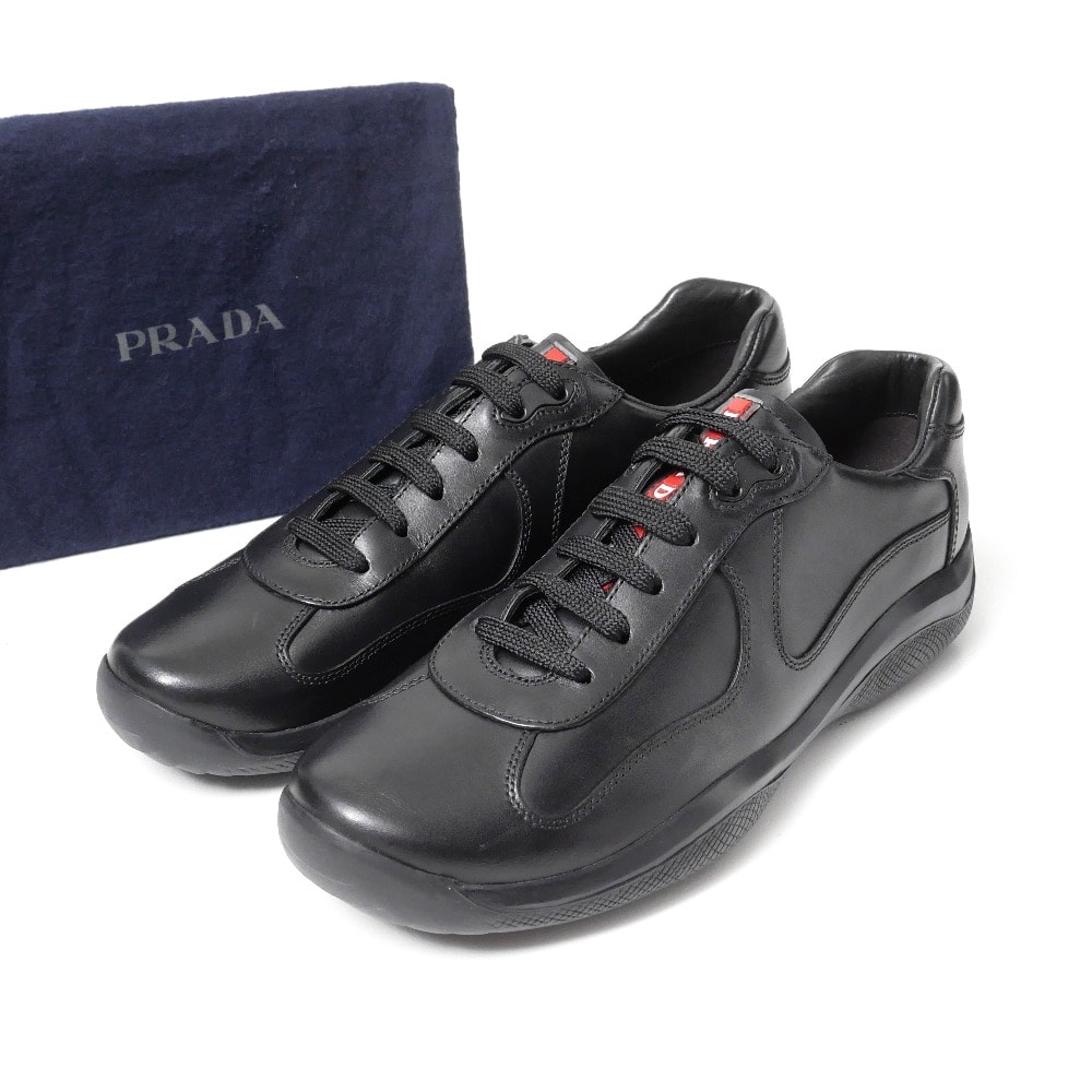 ■美品■PRADA プラダ America's Cup スニーカー サイズ6 ローカット レザー 靴 ブランド古着【中古】20260427/RA9158