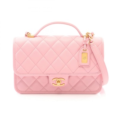 シャネル CHANEL マトラッセ スモール トップハンドル フラップバッグ 2WAY ショルダーバッグ バッグ キャビアスキン(グレインドカーフ) レディース ピンク系 AS3653 【中古】