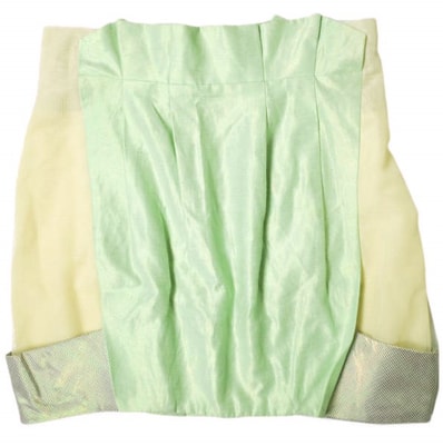 TOGA トーガ 日本製 12SS コットンリネンプリーツミニスカート TA21-FG048 2 ライトグリーン/イエロー ARCHIVES ボトムス g19692