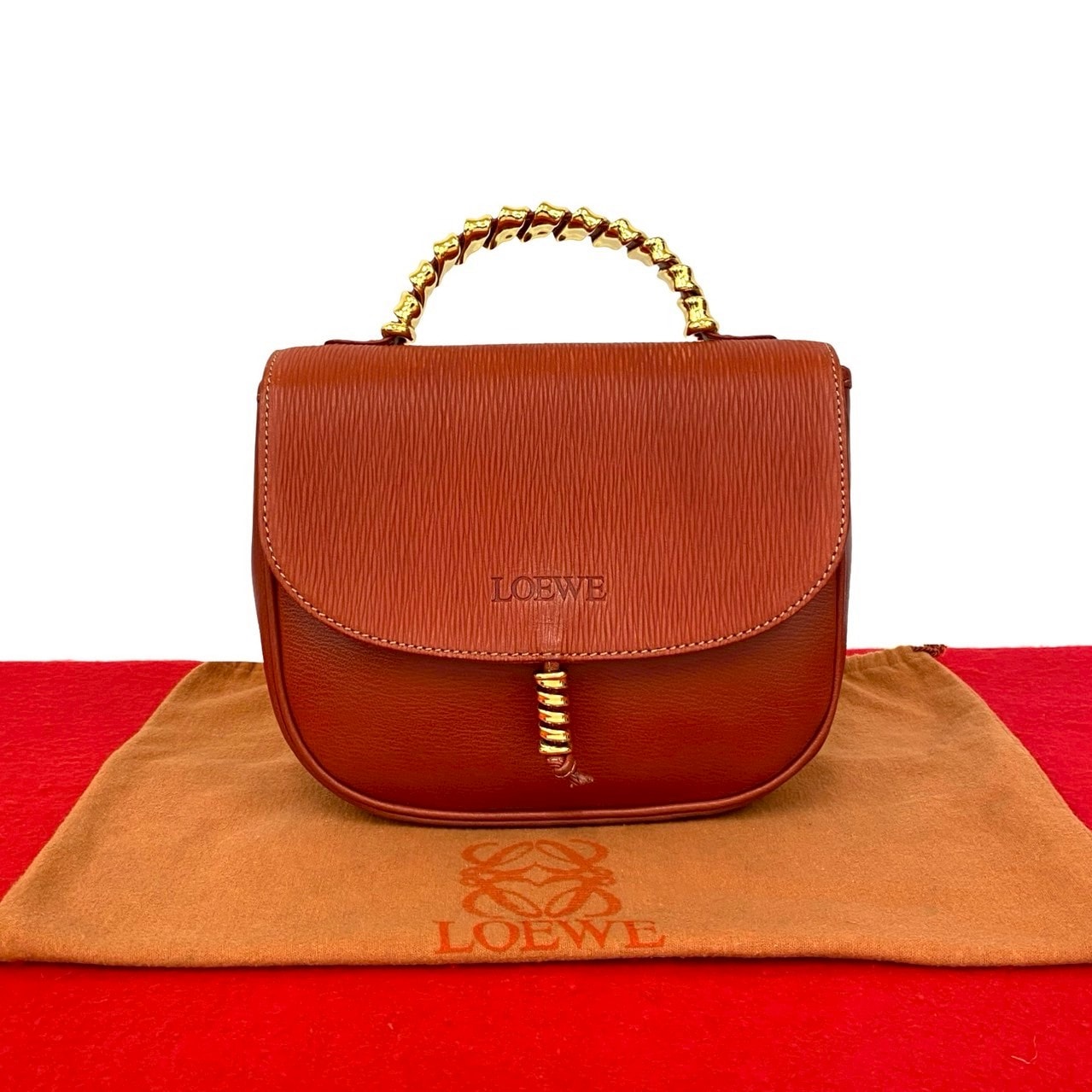 LOEWE ロエベ ベラスケス レザー ハンドバッグ オレンジ
 2118b