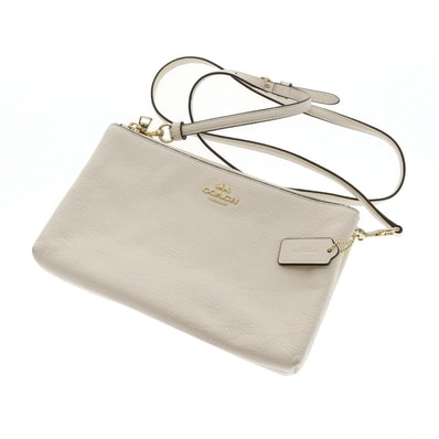 【中古】コーチ COACH レザー ショルダーバッグ アイボリー【WxH15】【レディース】