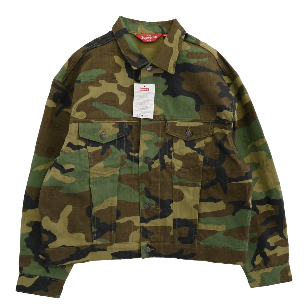 Supreme シュプリーム ジャケット 25AW Jacquard Logos Denim Trucker Jacket ジャカードロゴ カモフラ デニム トラッカー ジャケット カモフラージュ系 L【極上美品】【中古】