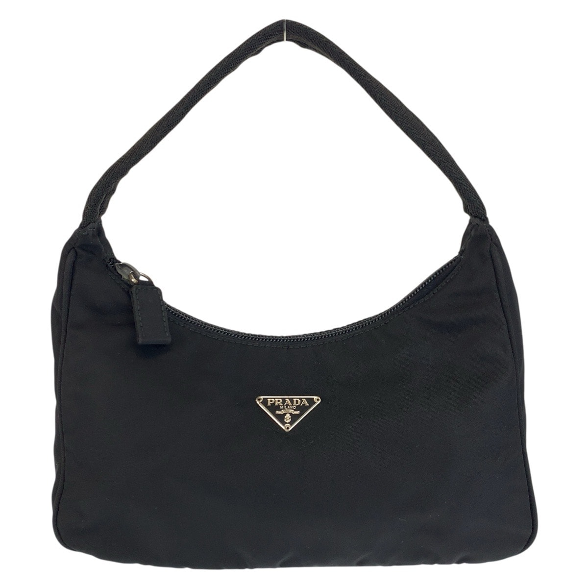 PRADA プラダ テスート 三角ロゴプレート ブラック 黒 シルバー金具 ナイロン ハンドバッグ アクセサリーポーチ 602310 【中古】