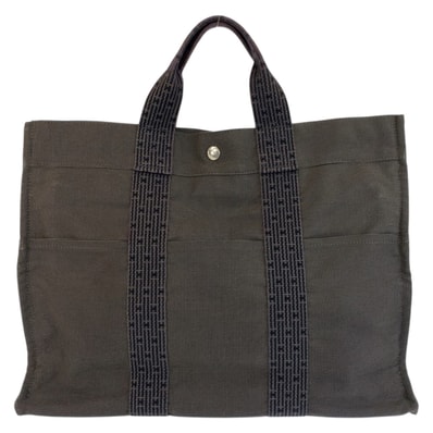 HERMES エルメス エールライン MM グレー シルバー金具 ポリアミド ポリエステル/ トートバッグ ハンドバッグ 602077 【中古】