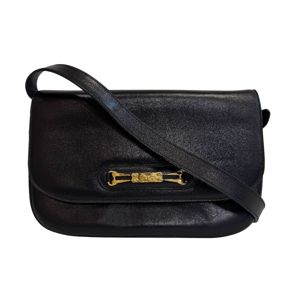 セリーヌ CELINE ショルダーバッグ 馬車金具 ヴィンテージ クラッチバッグ ブラック