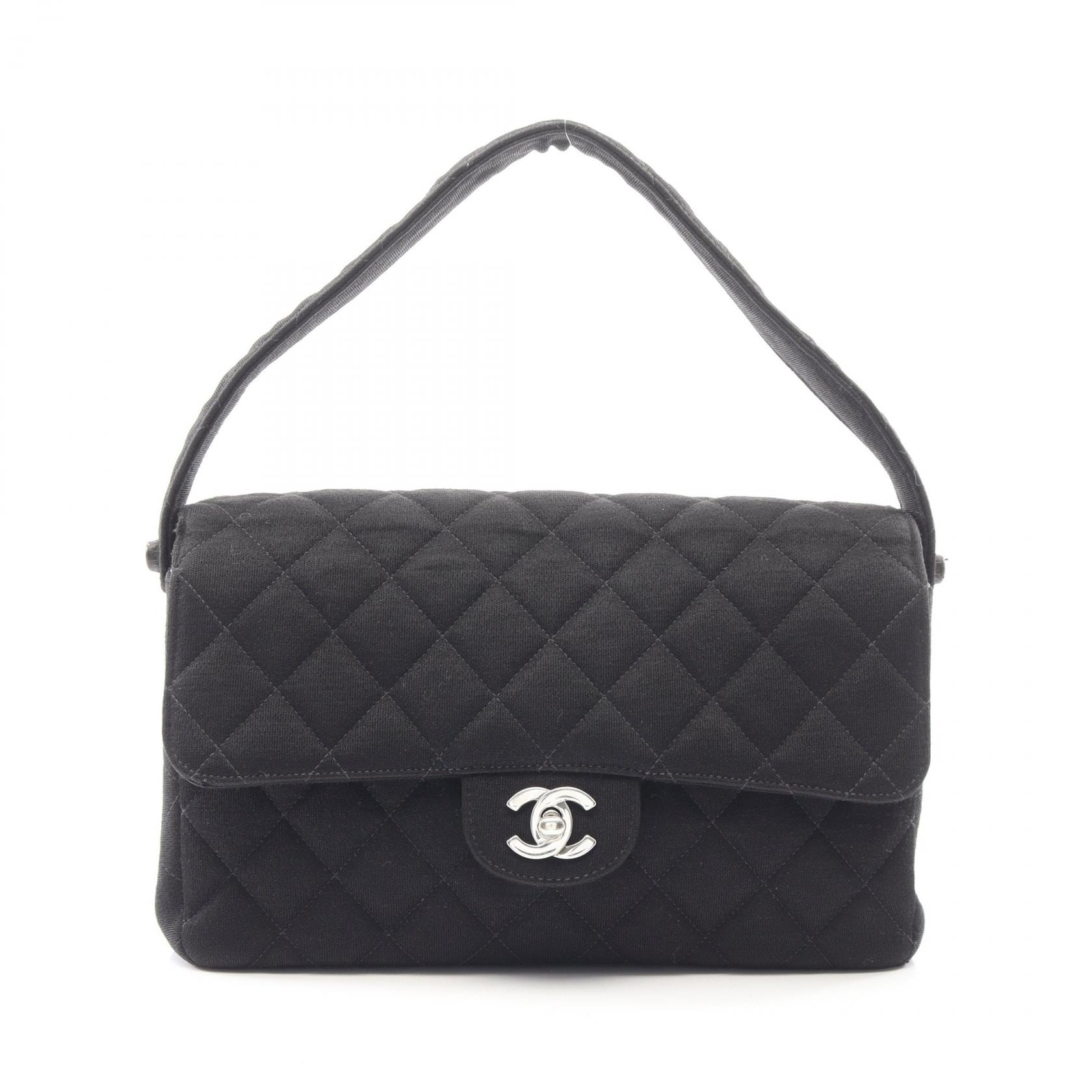 シャネル CHANEL マトラッセ Wフェイス ハンドバッグ バッグ コットン レディース ブラック系 【中古】
