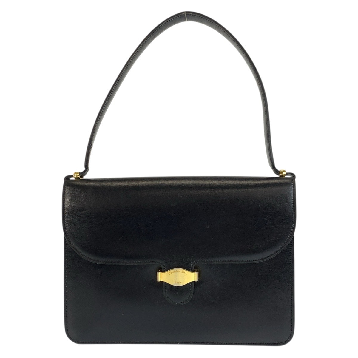 美品 Christian Dior クリスチャンディオール ヴィンテージ ブラック 黒 ゴールド金具 レザー ショルダーバッグ ハンドバッグ 601611 【中古】