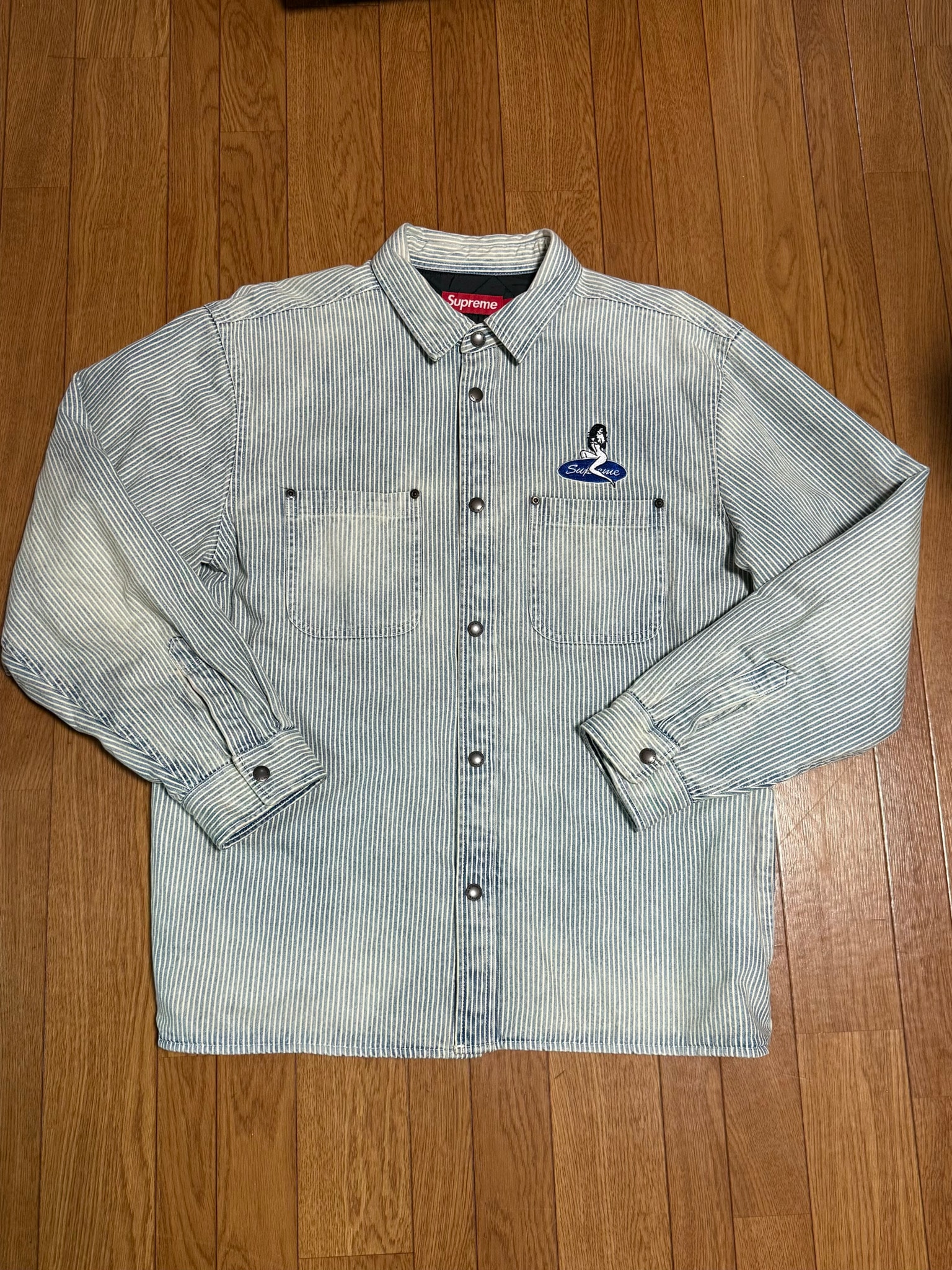 Supreme Quilted Lined Denim Snap Shirt "Stripe"