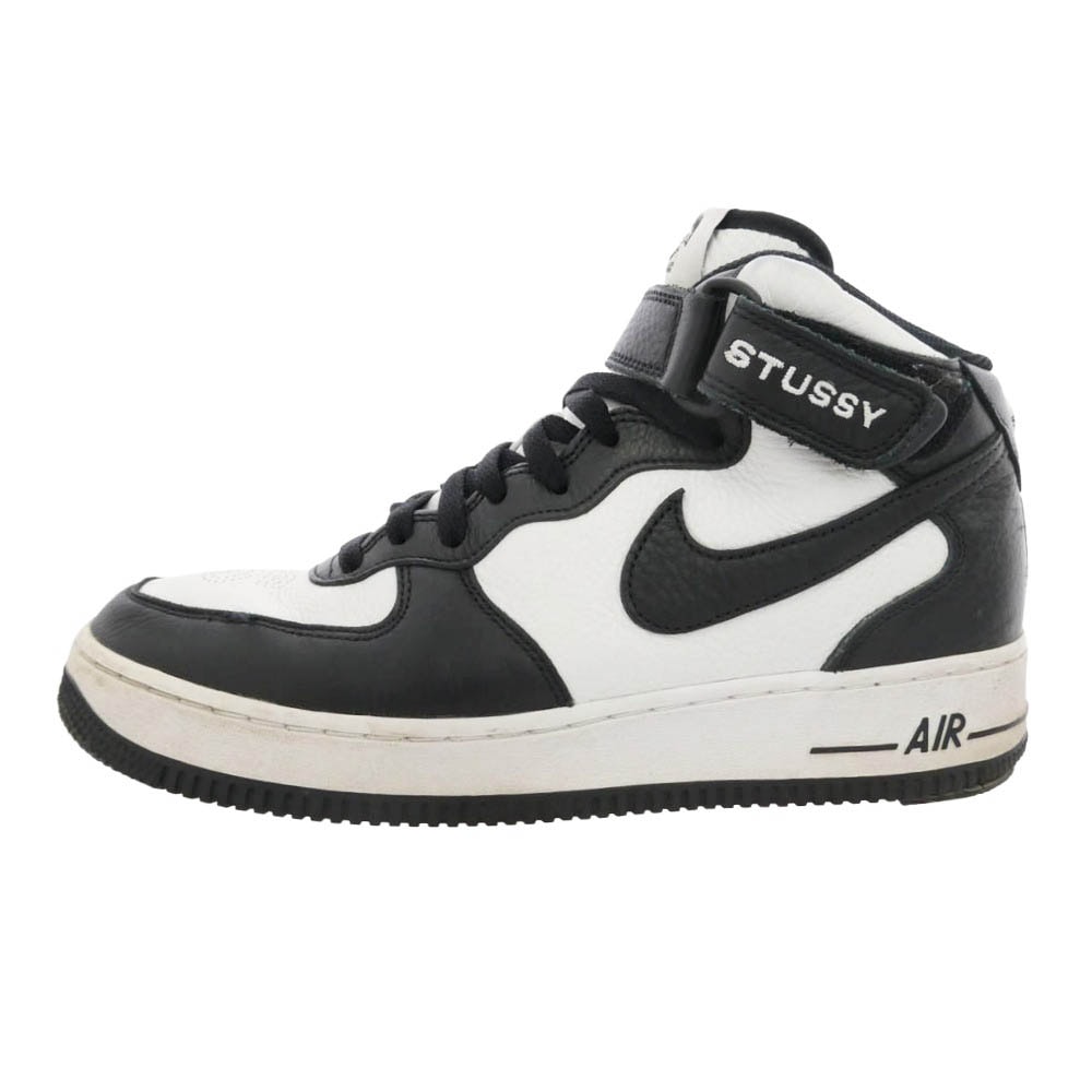 NIKE ナイキ STUSSY ステューシー 22SS DJ7840-002 × Stussy Air Force 1 Mid Black and Light Bone  エアフォース ミッド ブラック アンド ライトボーン スニーカー 27.5cm【中古】