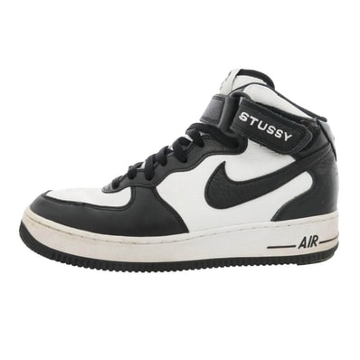 NIKE ナイキ STUSSY ステューシー 22SS DJ7840-002 × Stussy Air Force 1 Mid Black and Light Bone エアフォース ミッド ブラック アンド ライトボーン スニーカー 27.5cm【中古】