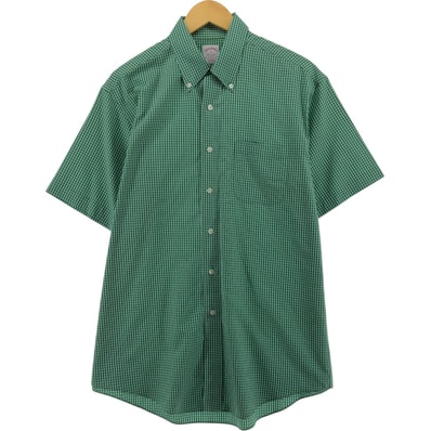 古着 ブルックスブラザーズ Brooks Brothers Est.1818 ギンガムチェック 半袖 ボタンダウン チェックシャツ メンズM相当/eaa562957