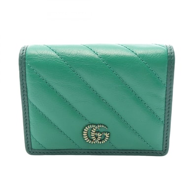 グッチ GUCCI GGマーモント 二つ折り財布 財布 レザー レディース グリーン系 573811 【中古】