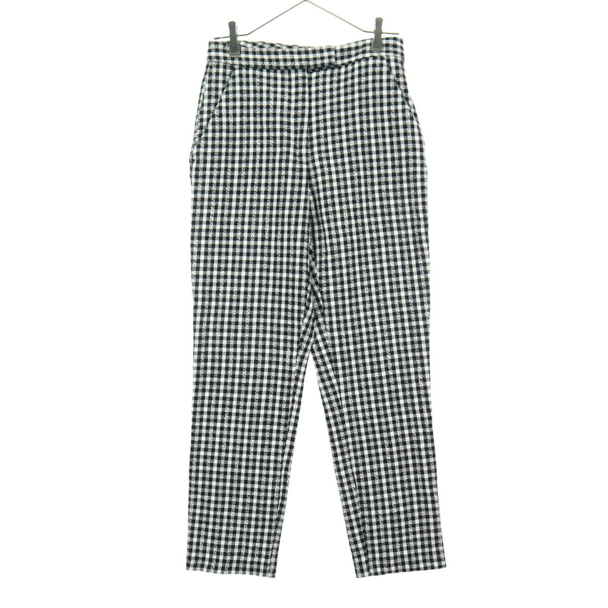美品 ZARA ザラ チェック柄 ツイード風 スリムパンツ M ホワイト系