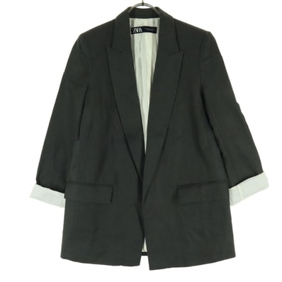 ZARA ザラ リネン 長袖 テーラードジャケット M グレー