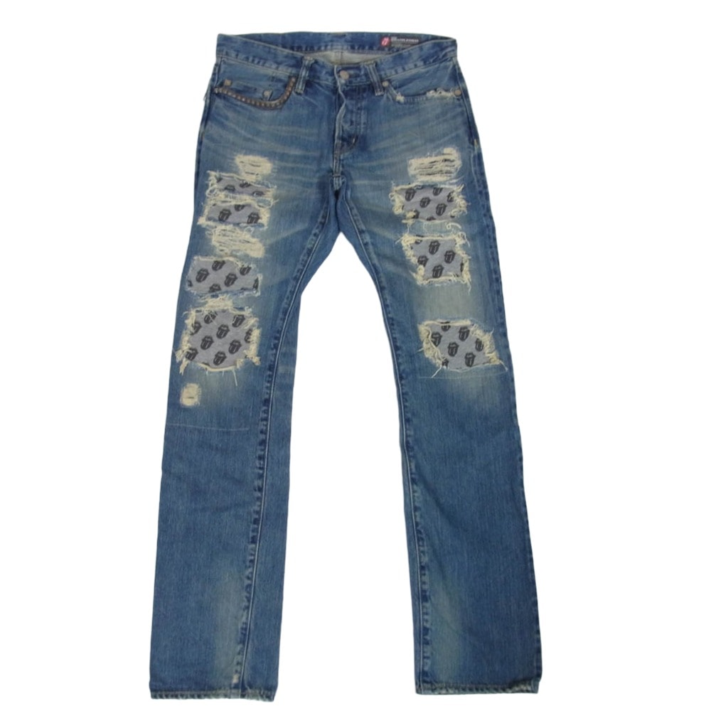 HYSTERIC GLAMOUR ヒステリックグラマー デニムパンツ 0241AP14 ROLLING STONES ローリングストーンズ リメイク加工 ダメージ ジーンズ デニムパンツ インディゴブルー系 30【中古】