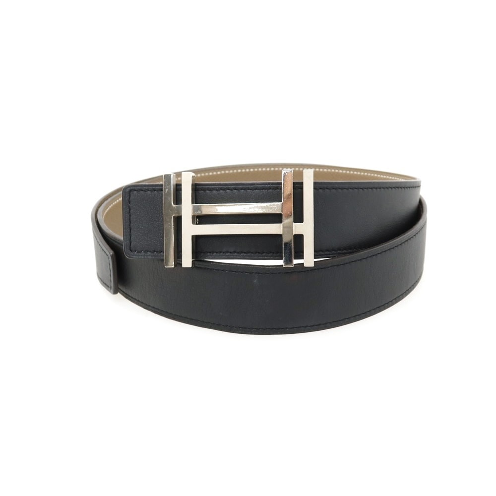 【中古】エルメス HERMES H・オ・カレ T刻印 リバーシブル レザー ベルト ブラック【サイズ90】【ユニセックス】
